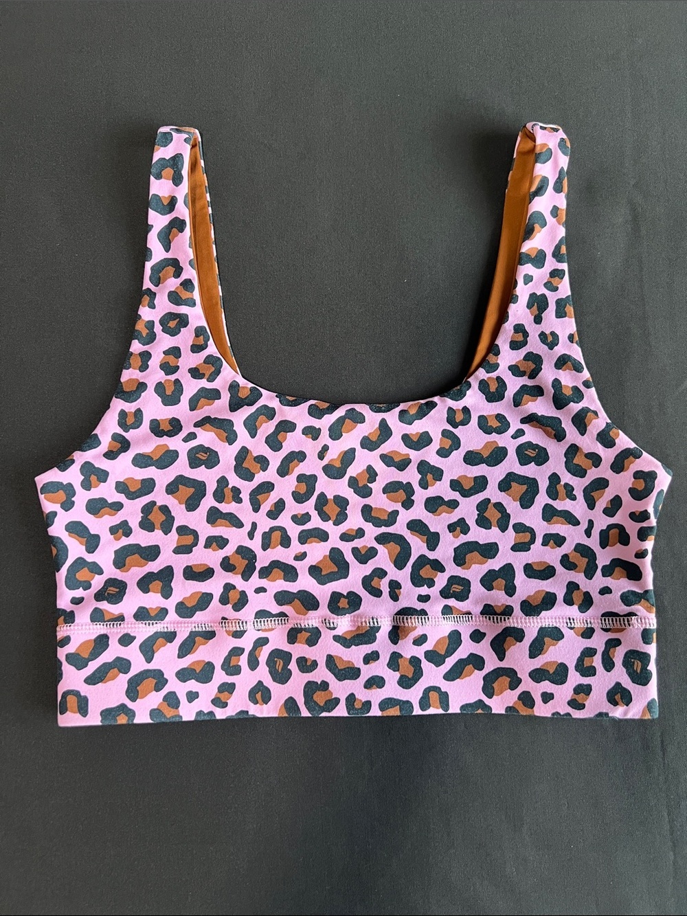 Fabletics Pink Leopard-Print Reversible Sports Bra